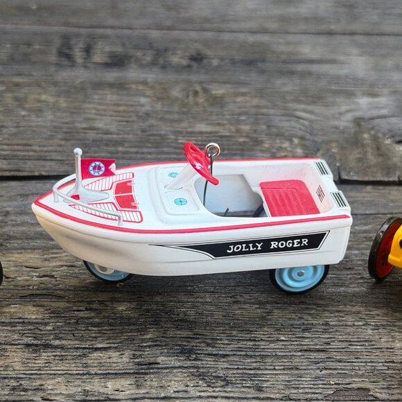 Vintage Hallmark Ornaments Lot Hot Rod Car Jolly Roger Boat Lionel Train Plane - Picture 10 of 10